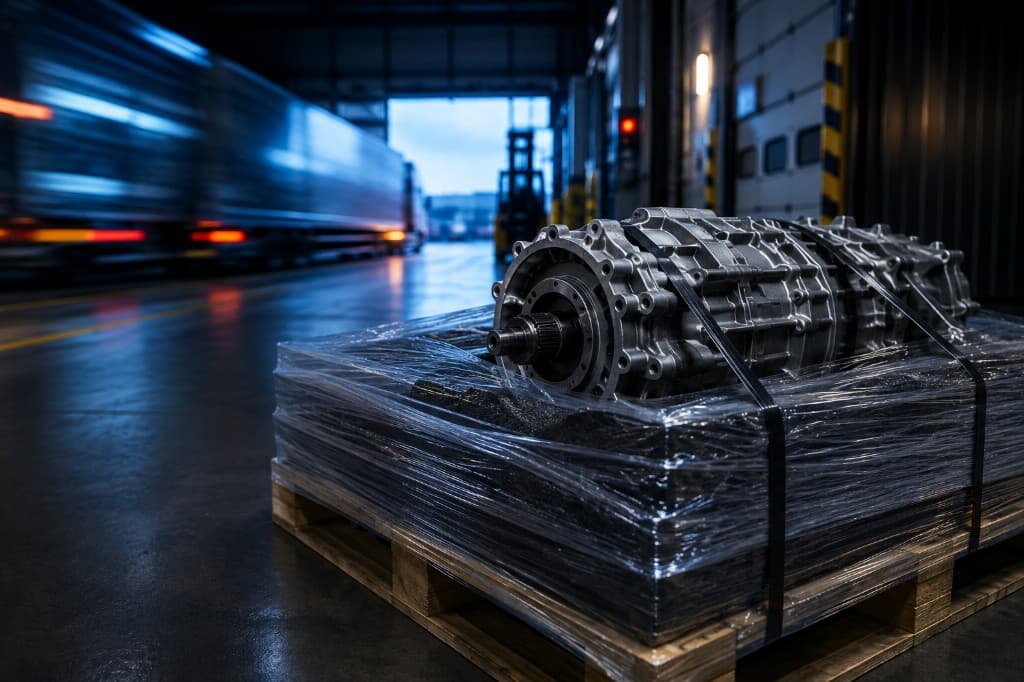 Time-critical industrial component secured on a pallet for express collection